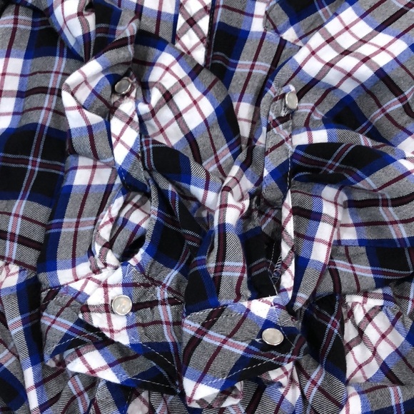 My Michelle size medium blue plaid flannel top - Picture 7 of 7